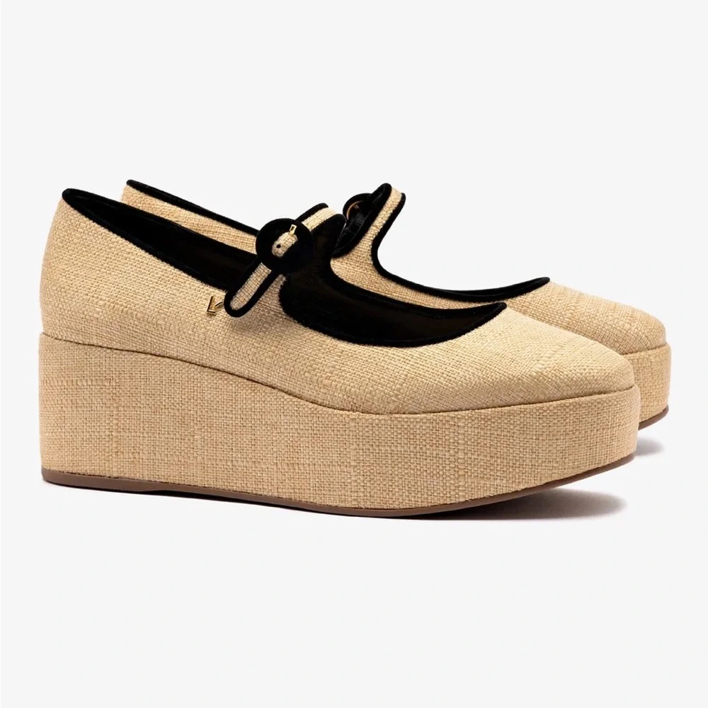 LARROUDÉ Blair Flatform - Beige Raffia